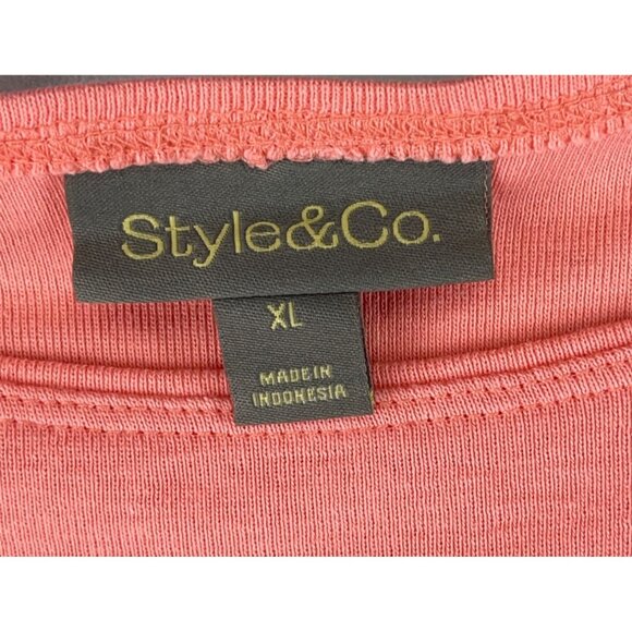 Style & Co. Womens Size XL Boatneck Tank Salmon Rose 100% Cotton - Picture 7 of 9